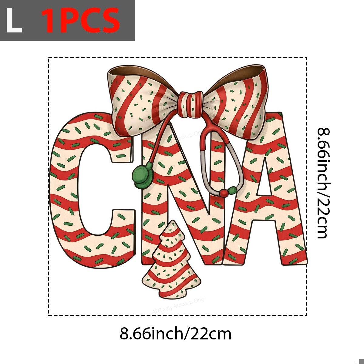 DTF Heat Transfer Iron On Sticker Iron On Transfers for T Shirts Festive CNA Christmas Stethoscope Design for Holiday Apparel Gifts Clearance - 7