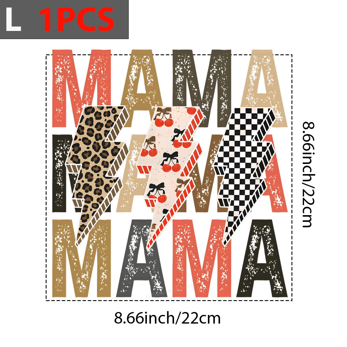 DTF Heat Transfer Iron On Sticker Iron On Heat Transfers Leopard Cherry Checkered Mama Lettering for Mother Day Gifts T Shirts Hoodies Clearance - 7
