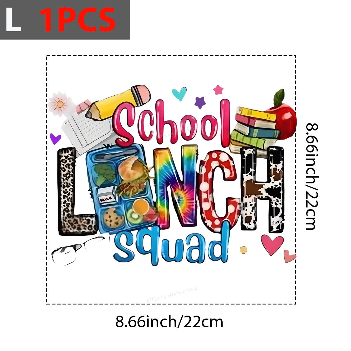 Back to School Lunch Squad Cartoon DTF Heat Transfer Iron On Sticker for Kids T-Shirts School Lunch Crew - 7