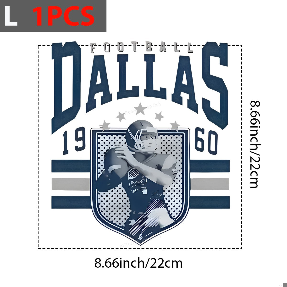 DTF Heat Transfer Iron On Sticker Iron On Heat Transfers Football Dallas Style Sports Team Inspired Apparel Local Warehouse - 7