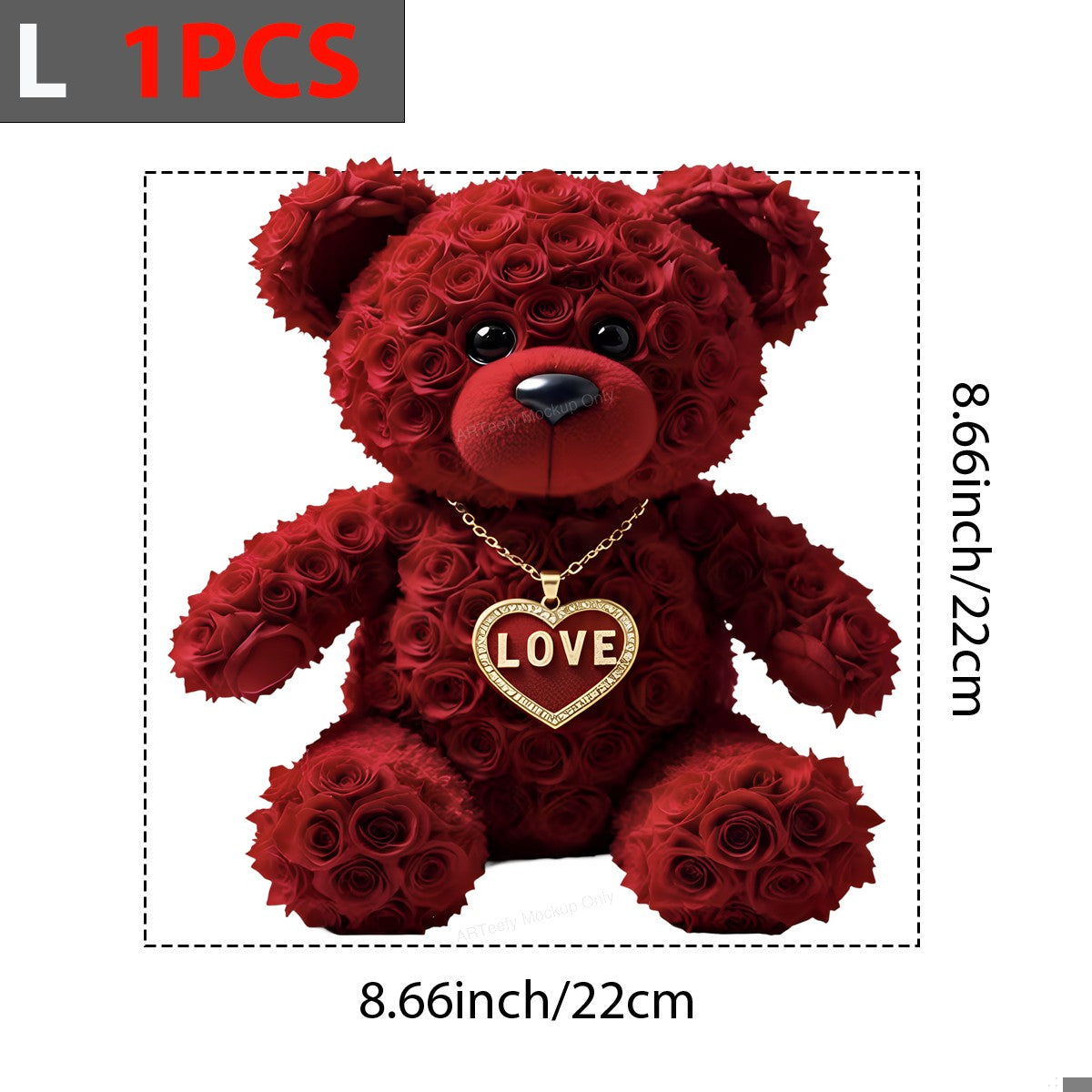 DTF Heat Transfer Iron On Sticker Iron On Heat Transfers Rose Bear Design Romantic Valentine Gift Apparel Local Warehouse - 7