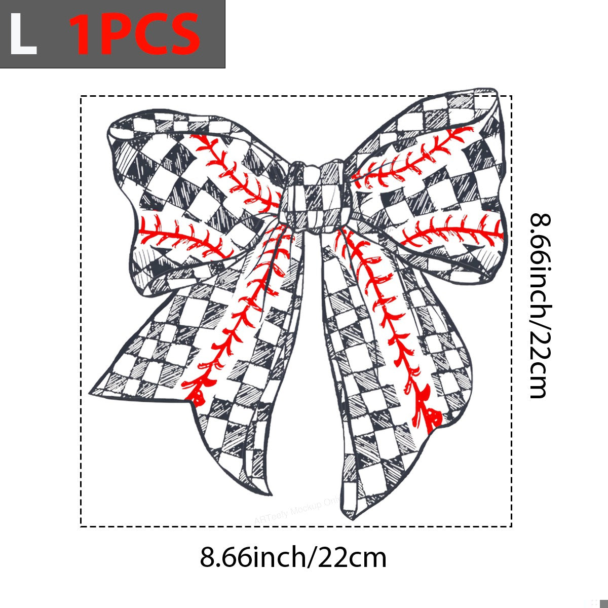 DTF Heat Transfer Iron On Sticker Iron On Heat Transfers Baseball Bow Checkered Style for Apparel Bags Jackets Local Warehouse - 7