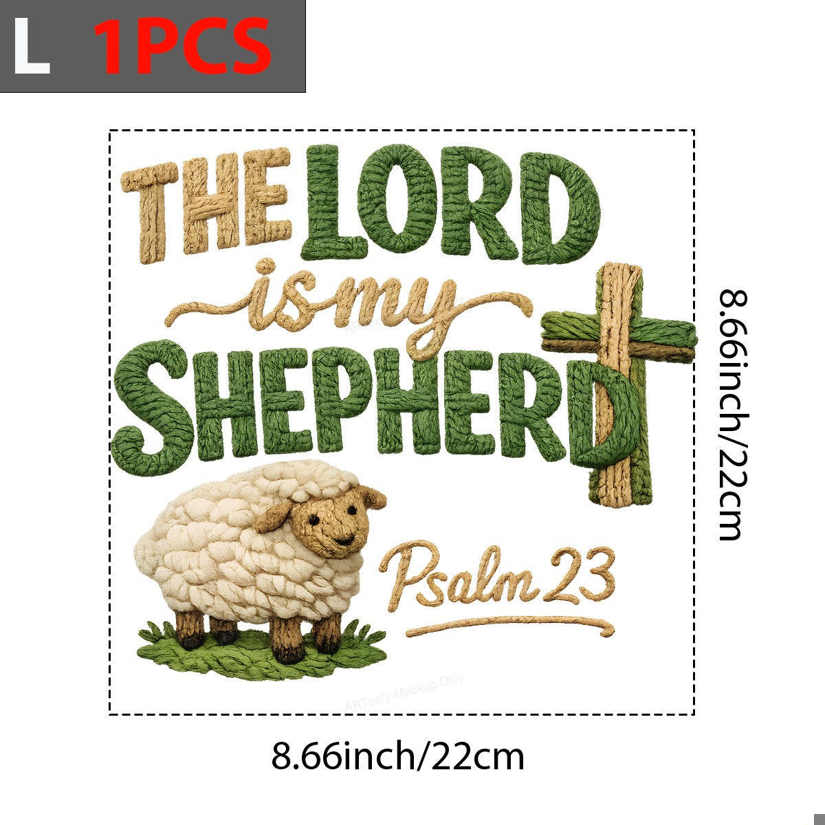 DTF Heat Transfer Iron On Sticker Iron On Heat Transfers Psalm 23 Sheep Cross Design for Religious Apparel Local Warehouse - 7