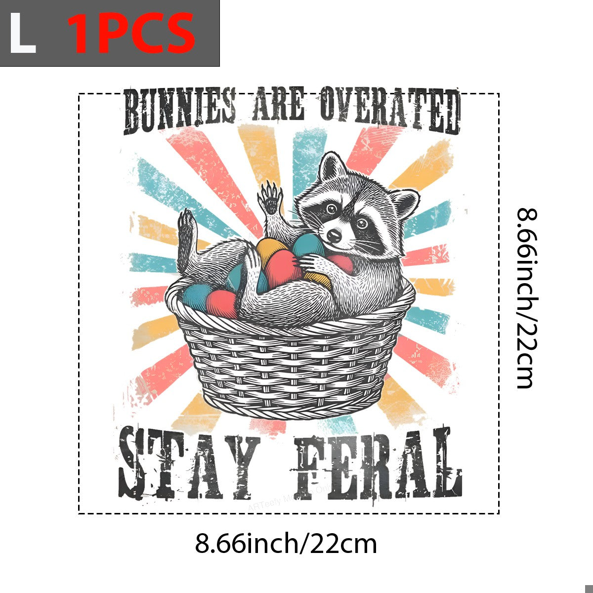 DTF Heat Transfer Iron On Sticker Iron On Heat Transfers Raccoon Easter Basket Graphic for Spring Apparel Local Warehouse - 7