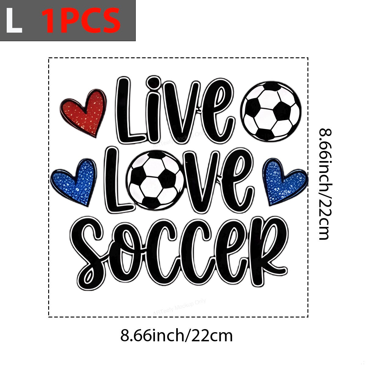 DTF Heat Transfer Iron On Sticker Iron On Heat Transfers Live Love Soccer Design for Sports Apparel Local Warehouse - 7