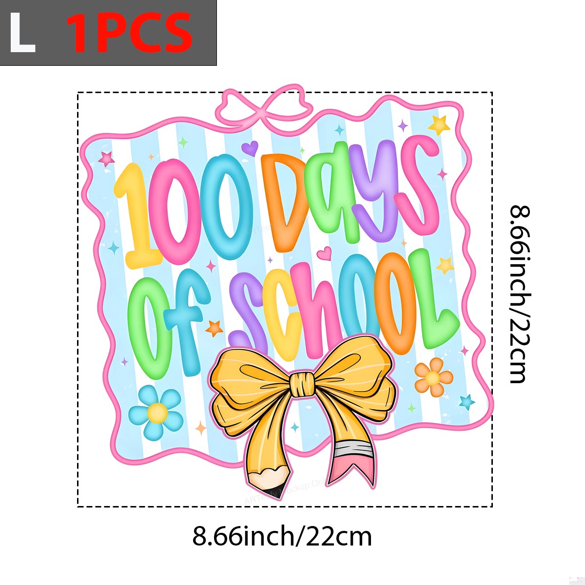 DTF Heat Transfer Iron On Sticker Iron On Transfers for T Shirts Colorful 100 Days of School Celebration Design Back to School Clearance - 7