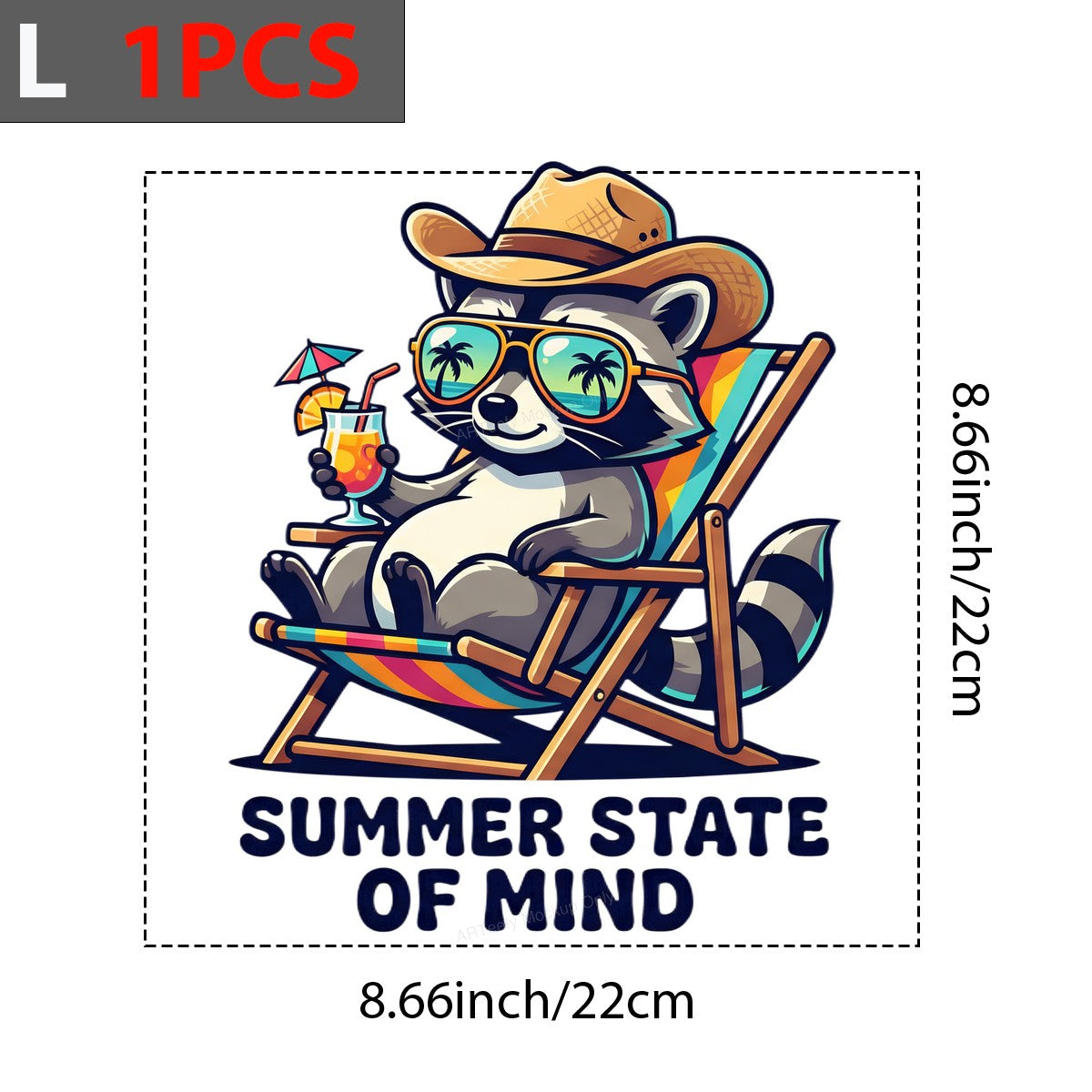 DTF Heat Transfer Iron On Sticker Iron On Heat Transfers Summer Raccoon Beach Vibes for T Shirts Hoodies Clearance - 7