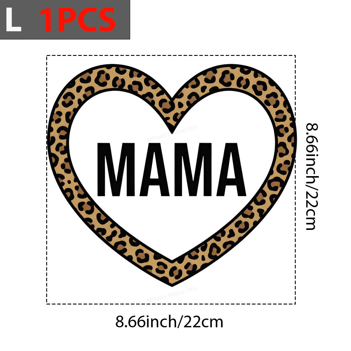 DTF Heat Transfer Iron On Sticker Iron On Heat Transfers Leopard Heart Mama Design for T Shirts Apparel Gifts Local Warehouse - 7