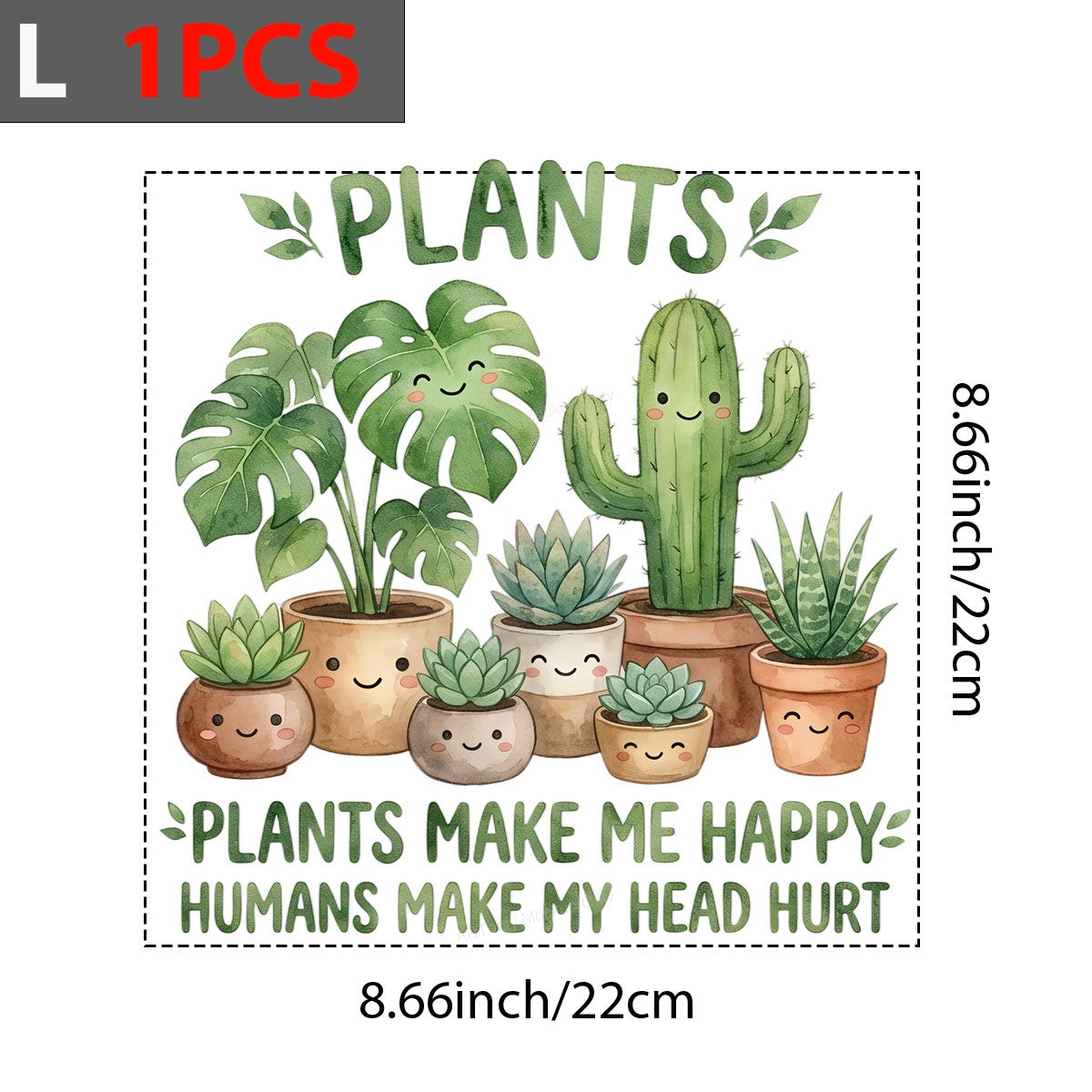 DTF Heat Transfer Iron On Sticker Iron On Heat Transfers Plant Design Cute Happy Succulents for T Shirts Hoodies Local Warehouse - 7