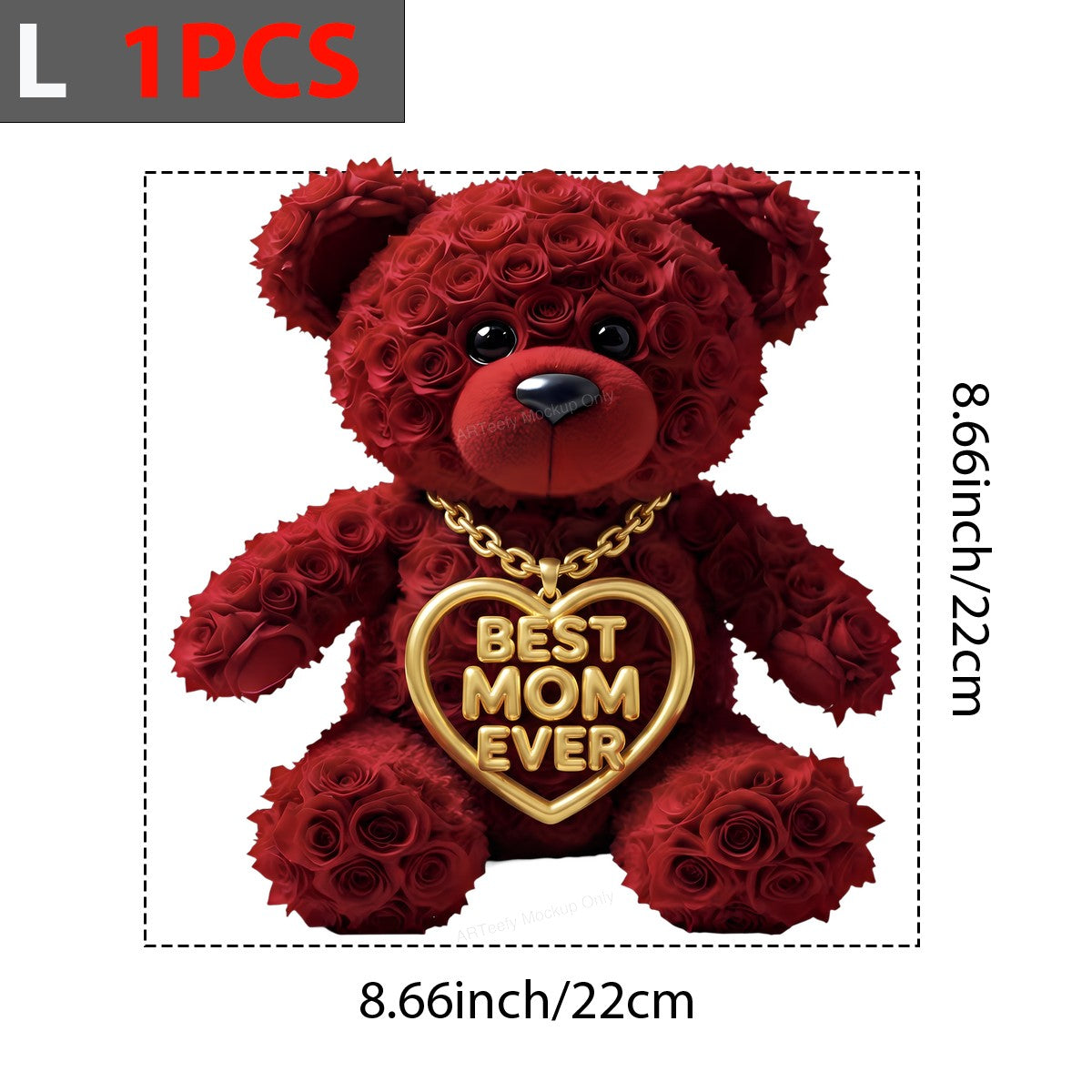 DTF Heat Transfer Iron On Sticker Iron On Heat Transfers Rose Teddy Bear Best Mom Ever Design for Mother Day Gifts T Shirts Hoodies Clearance - 7