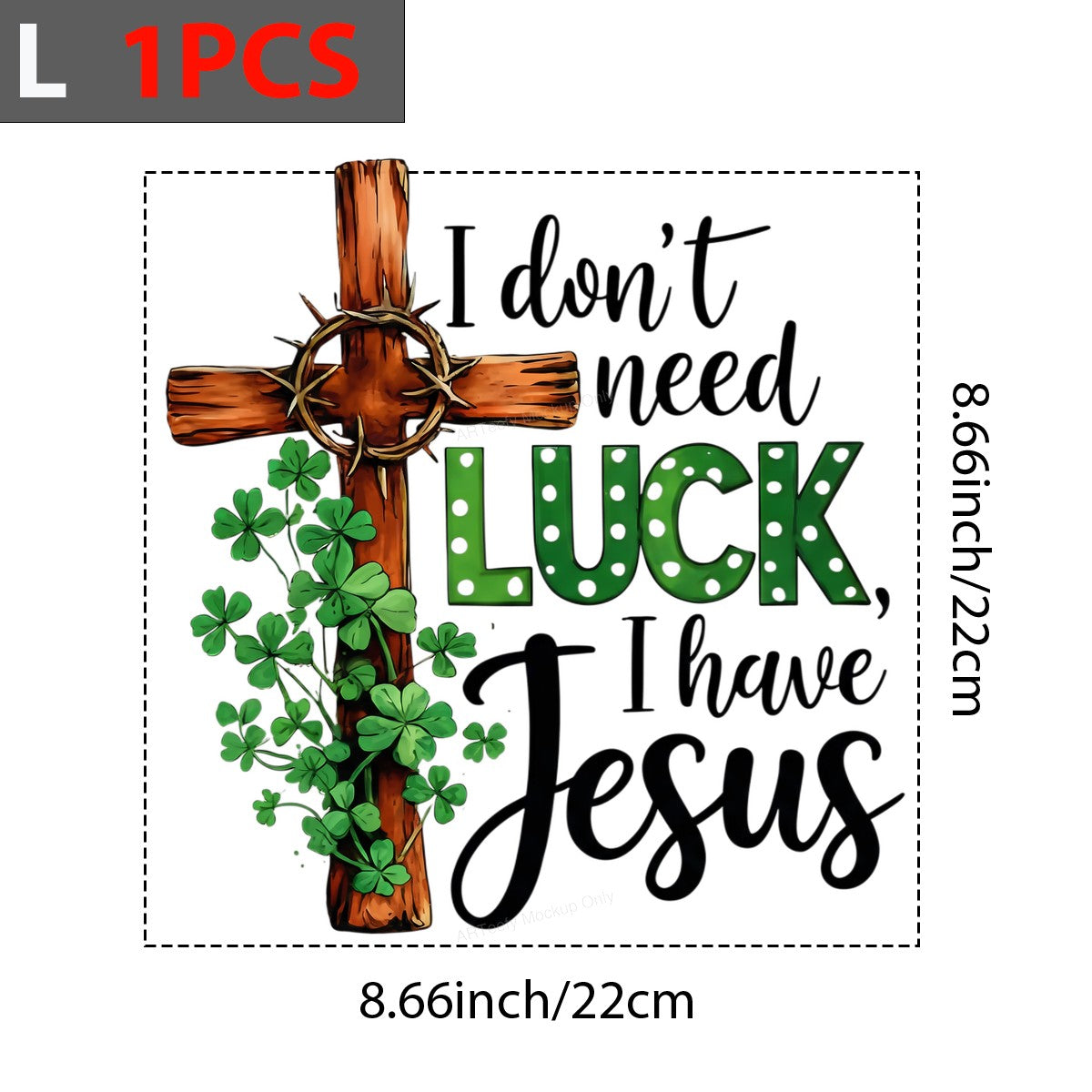 DTF Heat Transfer Iron On Sticker Iron On Heat Transfers Christian Cross and Clover Design Inspirational Apparel for T Shirts Hoodies Clearance - 7