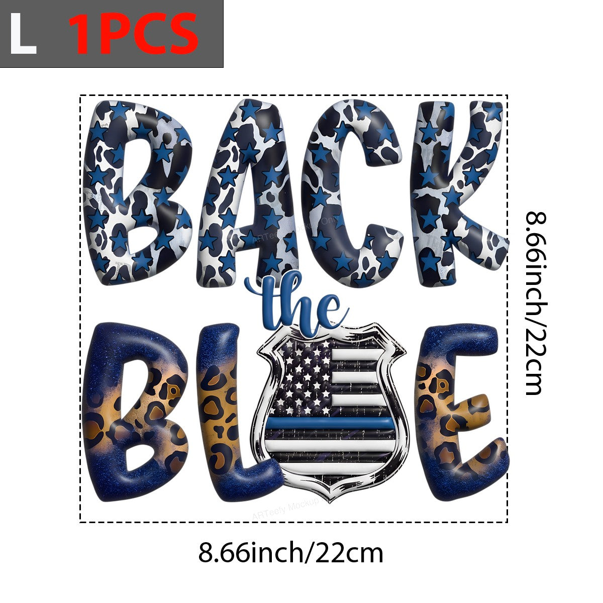 DTF Heat Transfer Iron On Sticker Iron On Heat Transfers Back the Blue Patriotic Stars Leopard Print Design for T Shirts Hoodies Local Warehouse - 7