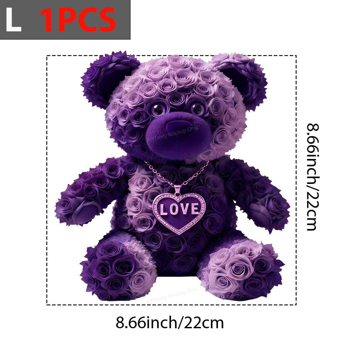 DTF Heat Transfer Iron On Sticker Iron On Heat Transfers Purple Rose Bear Design Romantic Gift Ideas for Valentine Day Clearance - 7