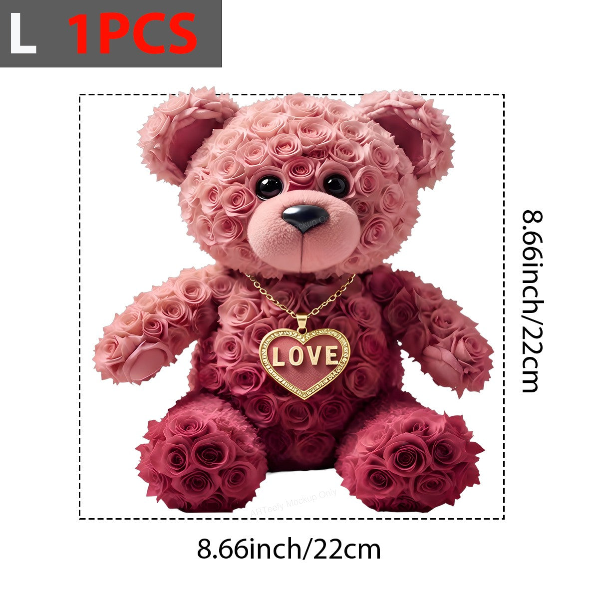 DTF Heat Transfer Iron On Sticker Iron On Heat Transfers Rose Teddy Bear Design Romantic Gift Ideas for Valentine Day Apparel Clearance - 7