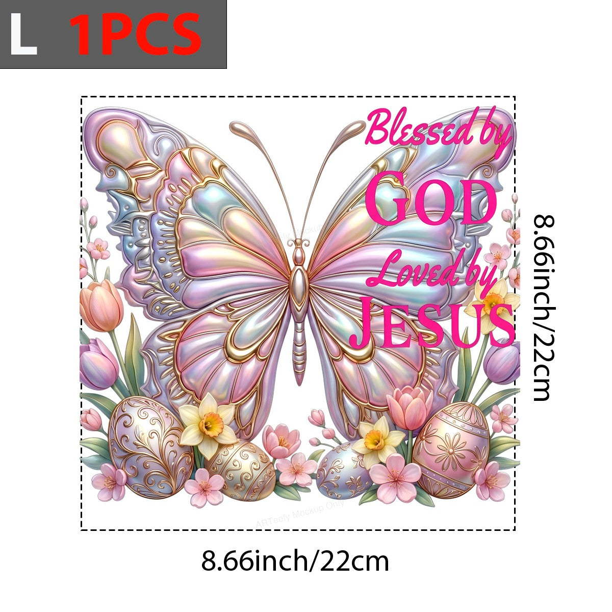 DTF Heat Transfer Iron On Sticker Iron On Heat Transfers Pastel Butterfly Floral Blessed by God Loved by Jesus Easter T Shirts Hoodies Clearance - 7