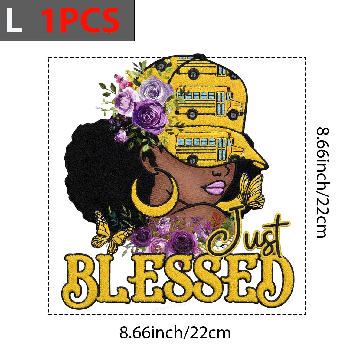 DTF Heat Transfer Iron On Sticker Iron On Transfers for T Shirts Just Blessed Floral Design School Bus Butterfly Theme Local Warehouse - 7