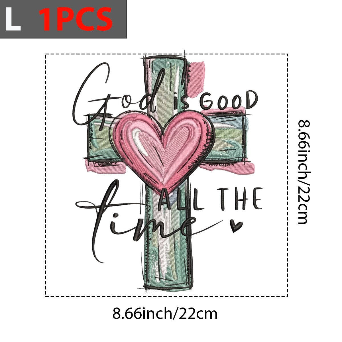 DTF Heat Transfer Iron On Sticker Iron On Heat Transfers Heart Cross Religious Design for T Shirts Hoodies Local Warehouse - 7
