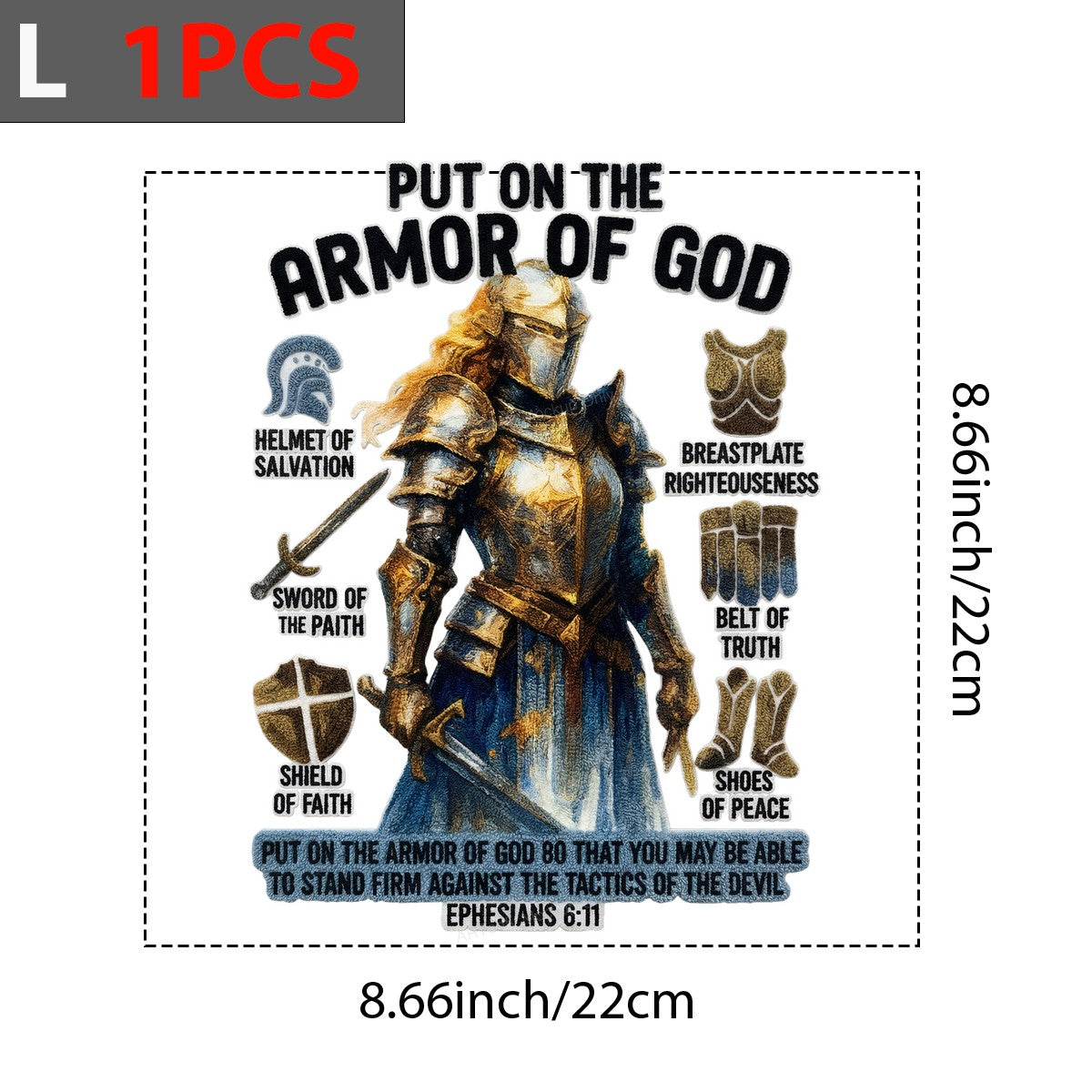 DTF Heat Transfer Iron On Sticker Iron On Heat Transfers Armor of God Design Faith Inspired Apparel for T Shirts Hoodies Clearance - 7