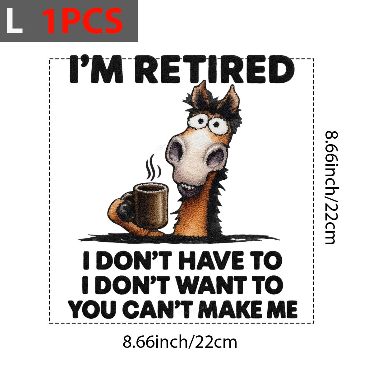 DTF Heat Transfer Iron On Sticker Iron On Heat Transfers Cartoon Horse Coffee Humor Design for Retired Life Casual Wear Clearance - 7