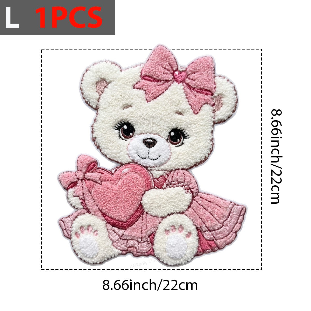 DTF Heat Transfer Iron On Sticker Iron On Heat Transfers Adorable Bear with Pink Dress Heart for Apparel Bags Jackets Clearance - 7