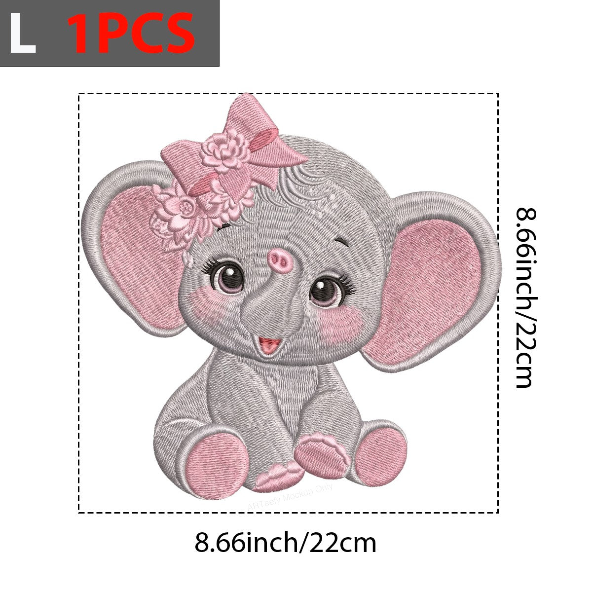 DTF Heat Transfer Iron On Sticker Iron On Transfers for T Shirts Cute Elephant Design Pink Bow Flowers Heat Press Ready for Apparel Bags Jackets Local Warehouse - 7