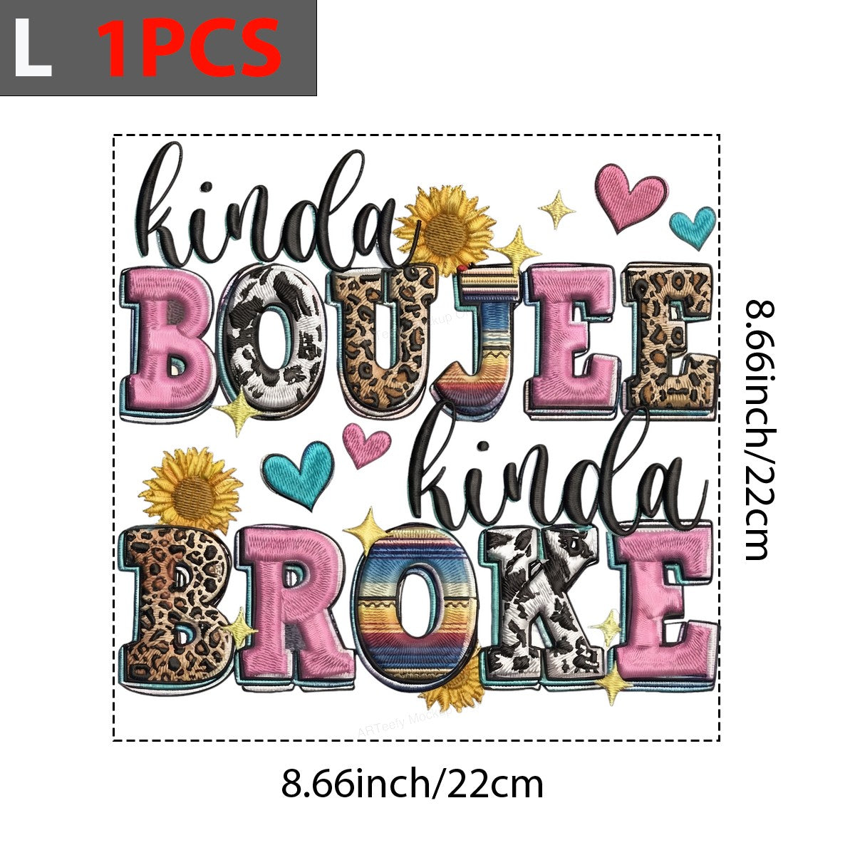 DTF Heat Transfer Iron On Sticker Iron On Heat Transfers Colorful Boujee Style Sunflowers Hearts for Casual Apparel T Shirts Clearance - 7