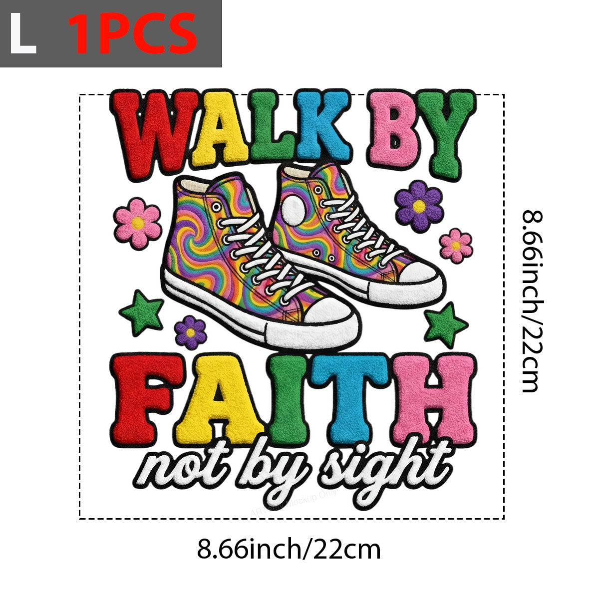 DTF Heat Transfer Iron On Sticker Iron On Heat Transfers Colorful Sneakers Inspirational Faith Lettering for T Shirts Hoodies Clearance - 7