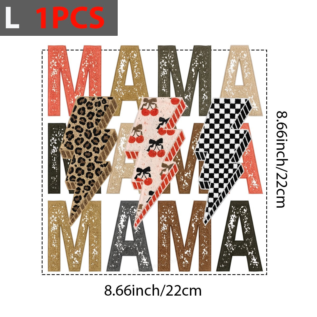 DTF Heat Transfer Iron On Sticker DTF Transfers Ready to Press Mama Lettering with Leopard Cherry Checker Patterns for T Shirts Hoodies Local Warehouse Clearance - 7