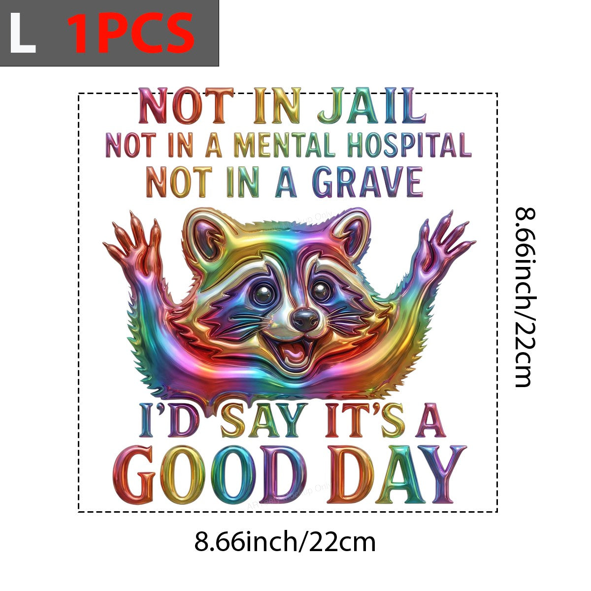 DTF Heat Transfer Iron On Sticker Iron On Heat Transfers Colorful Raccoon Graphic Positive Message for Casual Wear T Shirts Clearance - 7