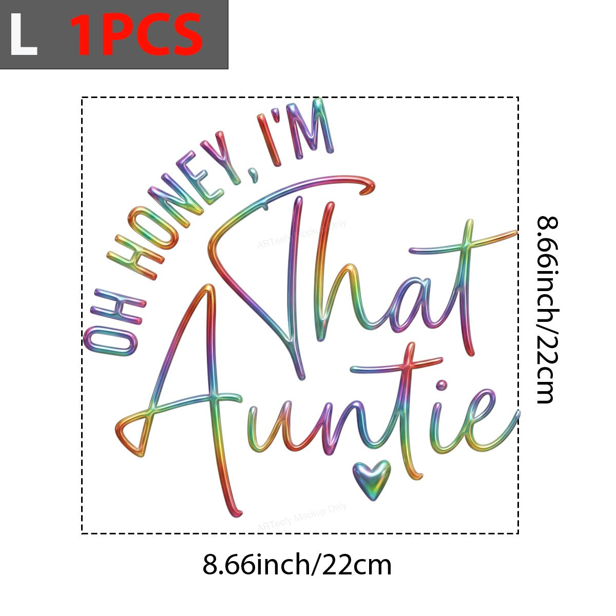 DTF Heat Transfer Iron On Sticker Iron On Heat Transfers Colorful Auntie Lettering Design for T Shirts Hoodies Clearance - 7