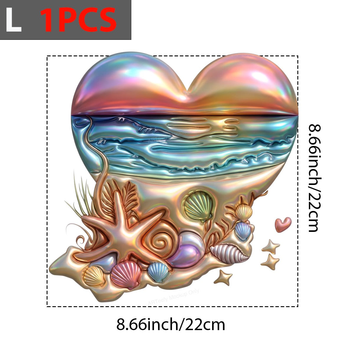 DTF Heat Transfer Iron On Sticker Iron On Heat Transfers Beach Heart Seashell Design Summer Apparel Local Warehouse - 7