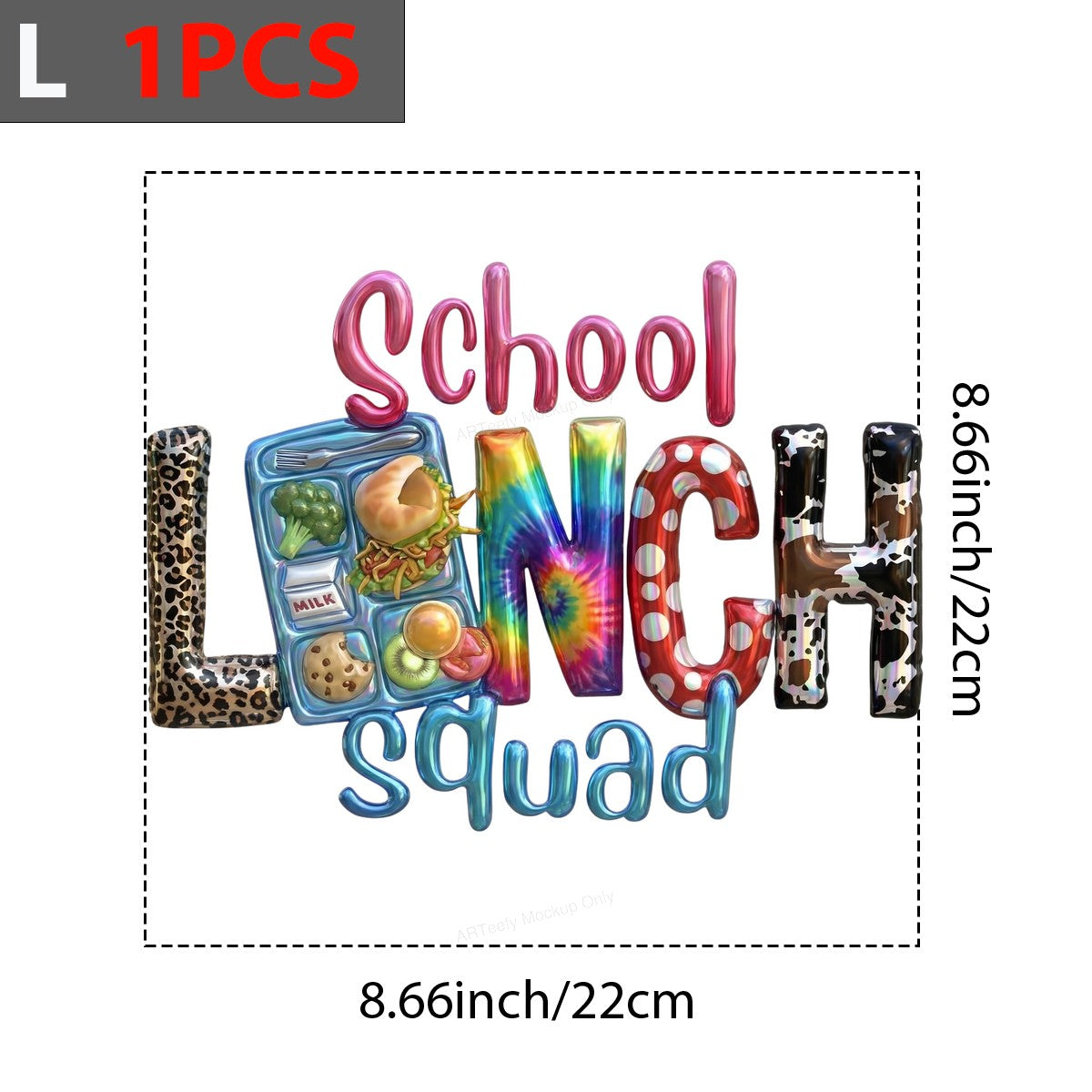 DTF Heat Transfer Iron On Sticker Iron On Transfers for T Shirts School Lunch Squad Colorful Lettering Trendy Apparel Designs Local Warehouse - 7