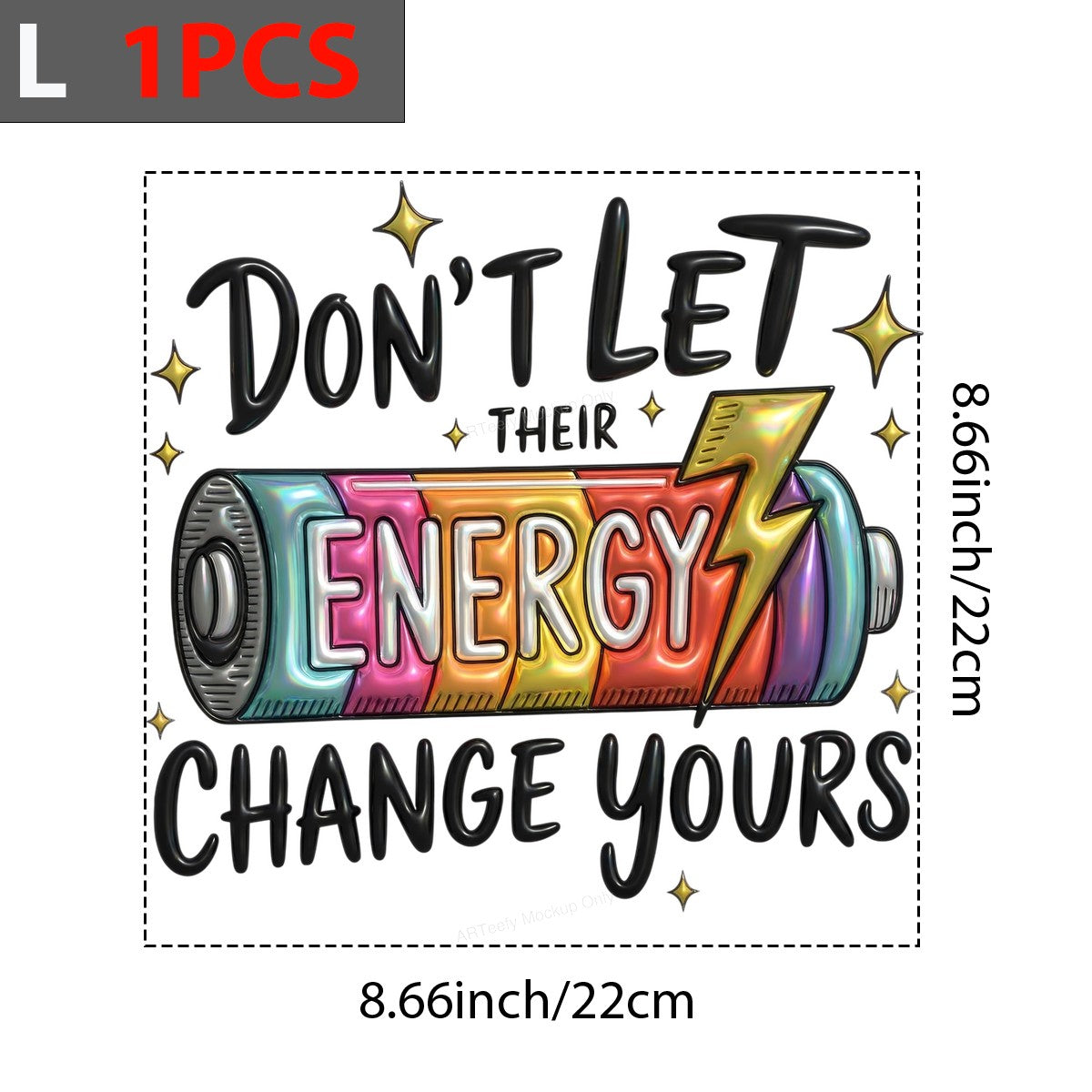 DTF Heat Transfer Iron On Sticker Iron On Heat Transfers Colorful Battery Design Motivational Quotes for T Shirts Hoodies Clearance - 7