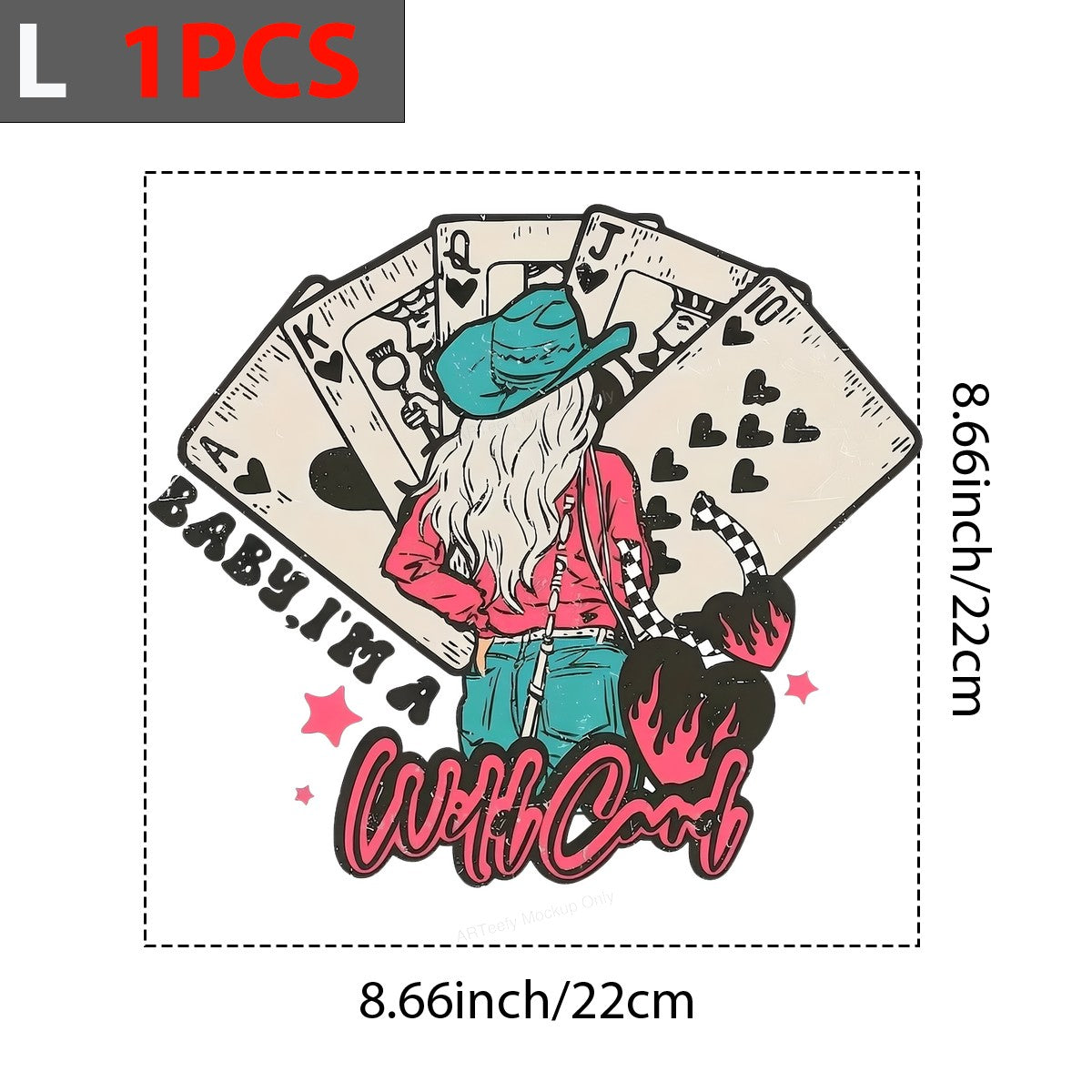 DTF Heat Transfer Iron On Sticker Iron On Heat Transfers Western Cowgirl Style Playing Cards Design for T Shirts Jackets Clearance - 7