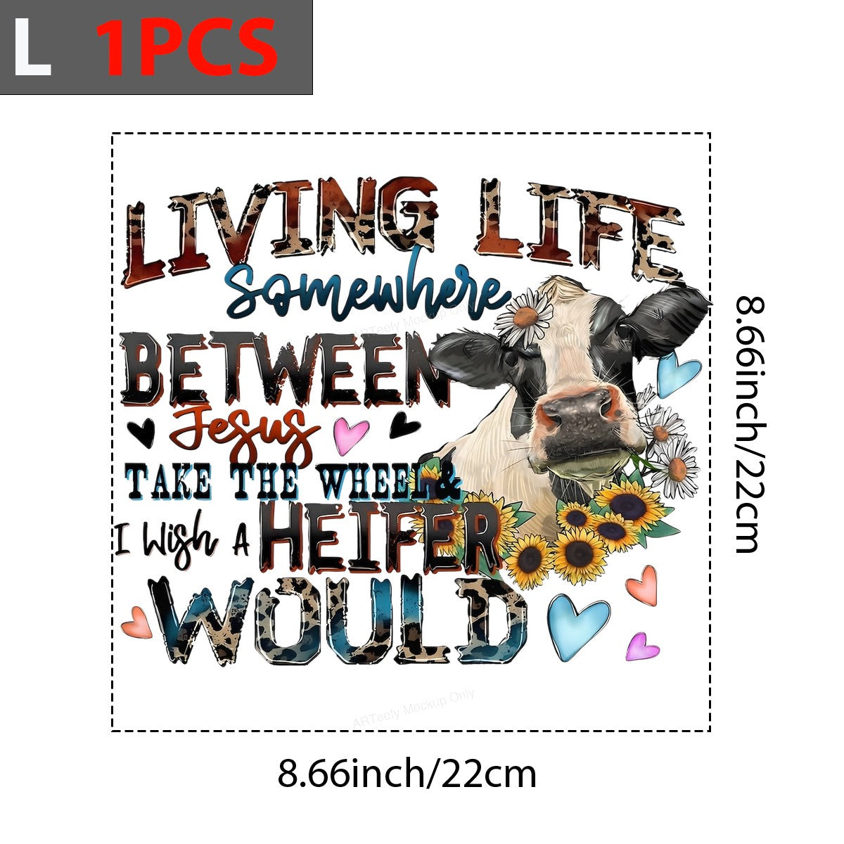 DTF Heat Transfer Iron On Sticker Iron On Heat Transfers Western Cowgirl Style with Sunflowers Hearts for Casual Wear T Shirts Hoodies Clearance - 7