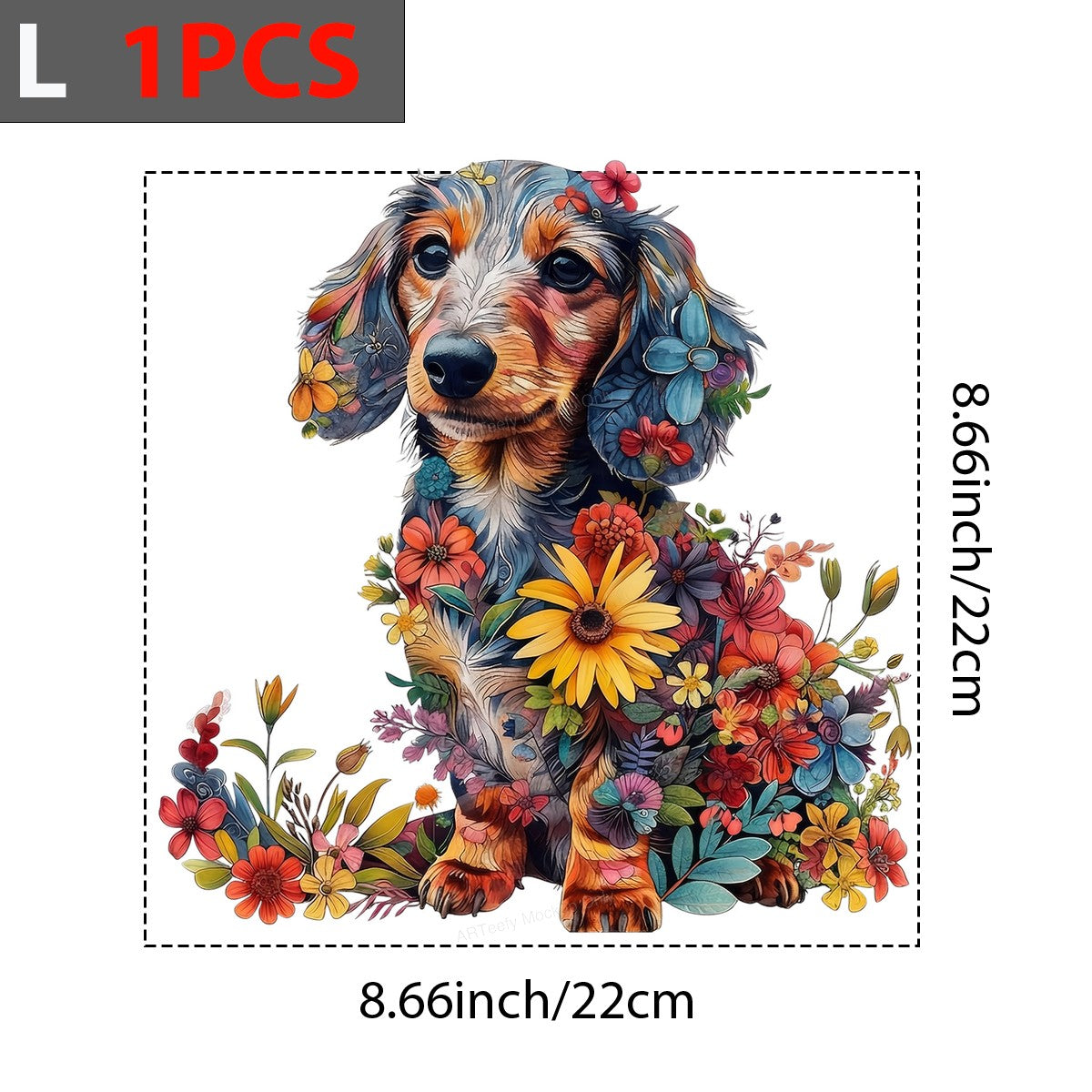 DTF Heat Transfer Iron On Sticker Iron On Heat Transfers Colorful Floral Dog Design for Apparel Bags Jackets Local Warehouse - 7