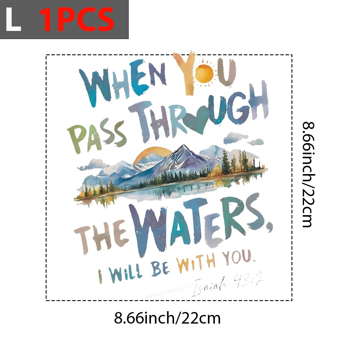 DTF Heat Transfer Iron On Sticker Iron On Heat Transfers Scenic Mountain Landscape Inspirational Quote for Apparel Home Decor Local Warehouse - 7