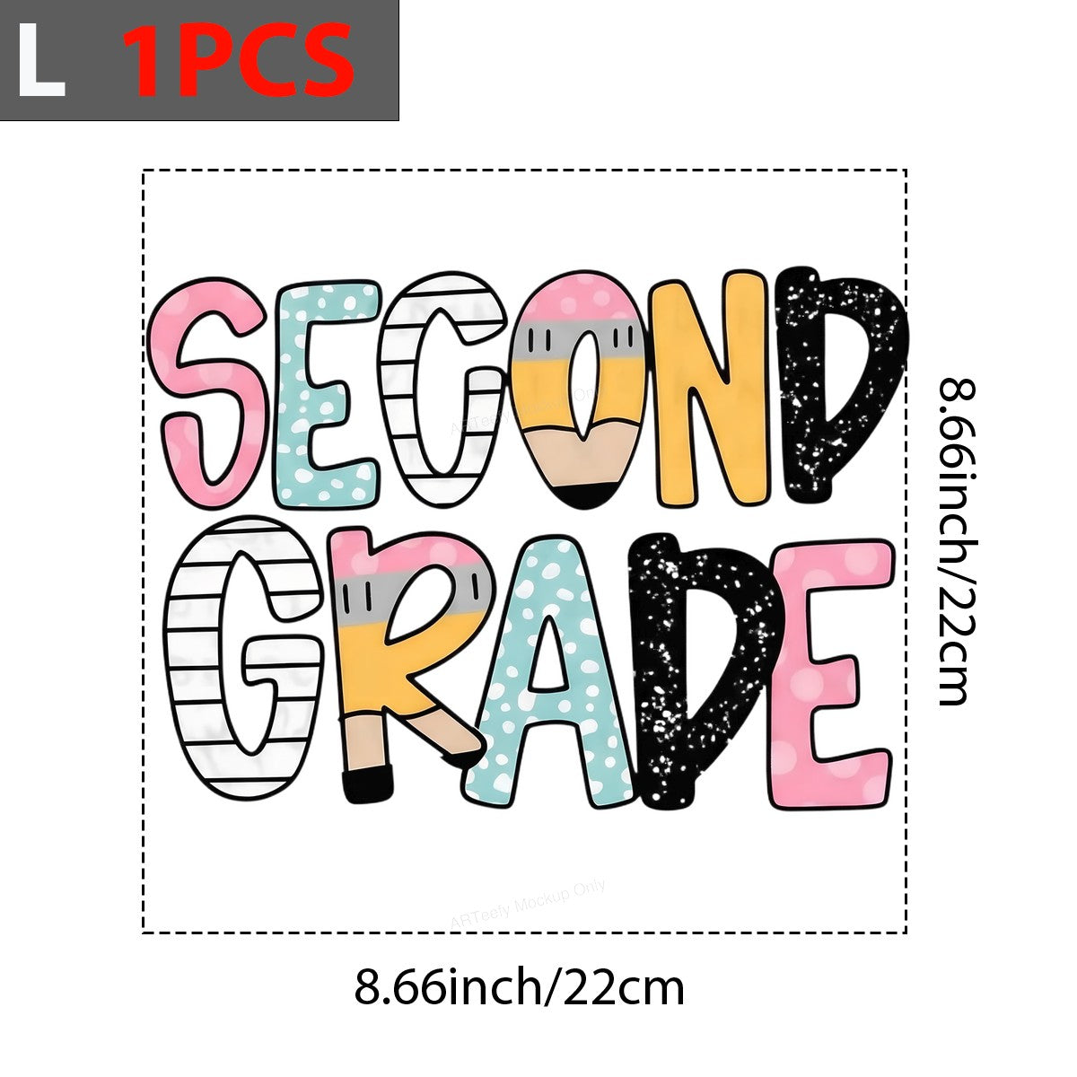Second Grade Teacher Back to School Pencil DTF Heat Transfer Iron On Sticker 2nd Grade Teacher Gift Shirt - 7