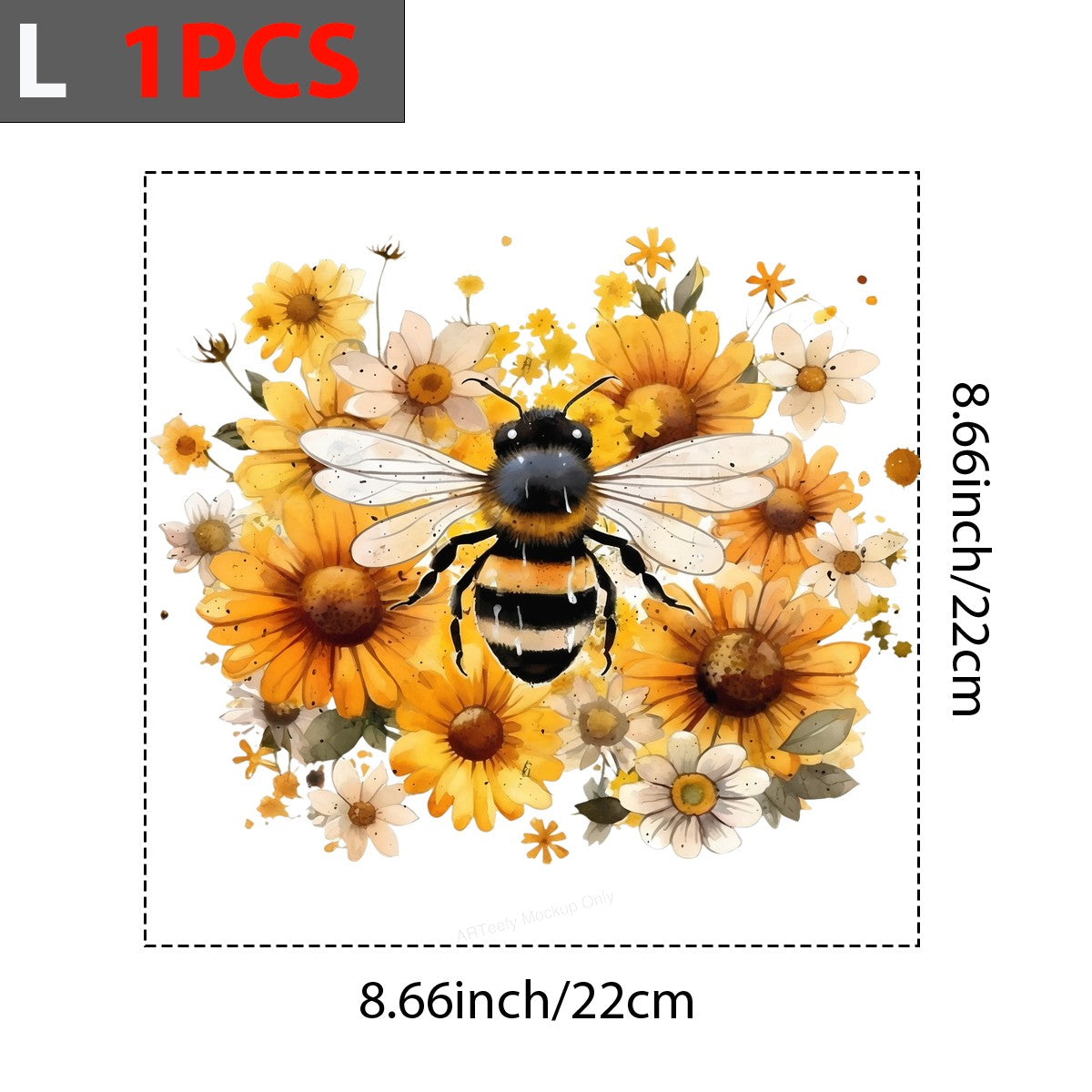 DTF Heat Transfer Iron On Sticker Iron On Heat Transfers Bumblebee and Floral Design for T Shirts Hoodies Fall Seasonal Clearance - 7