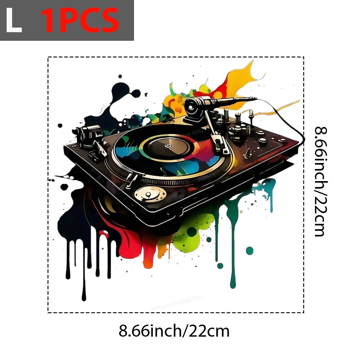 DTF Heat Transfer Iron On Sticker Iron On Heat Transfers Colorful Turntable Design for Music Lovers Apparel Local Warehouse - 7