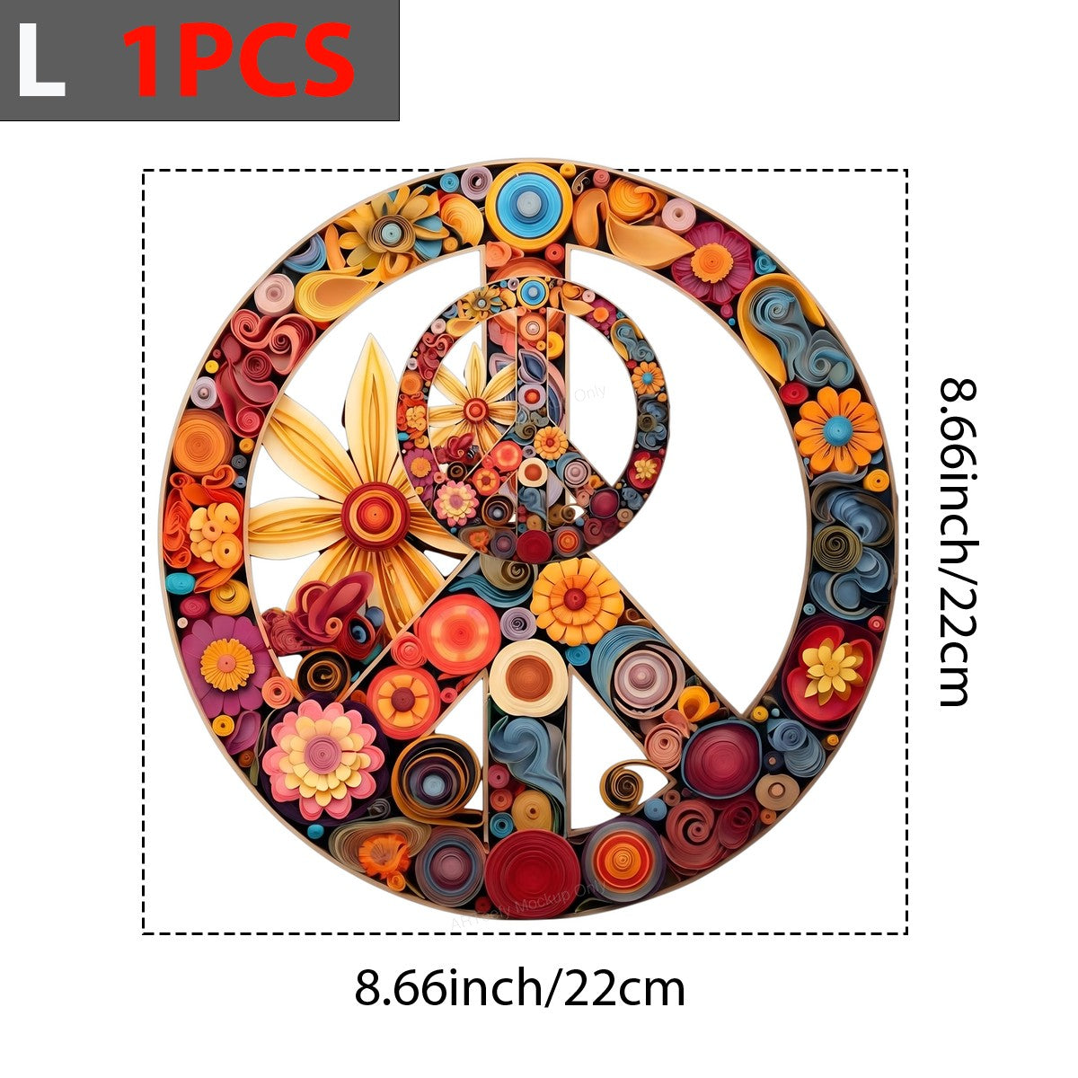 DTF Heat Transfer Iron On Sticker Iron On Heat Transfers Colorful Peace Symbol Floral Pattern for T Shirts Hoodies Local Warehouse - 7