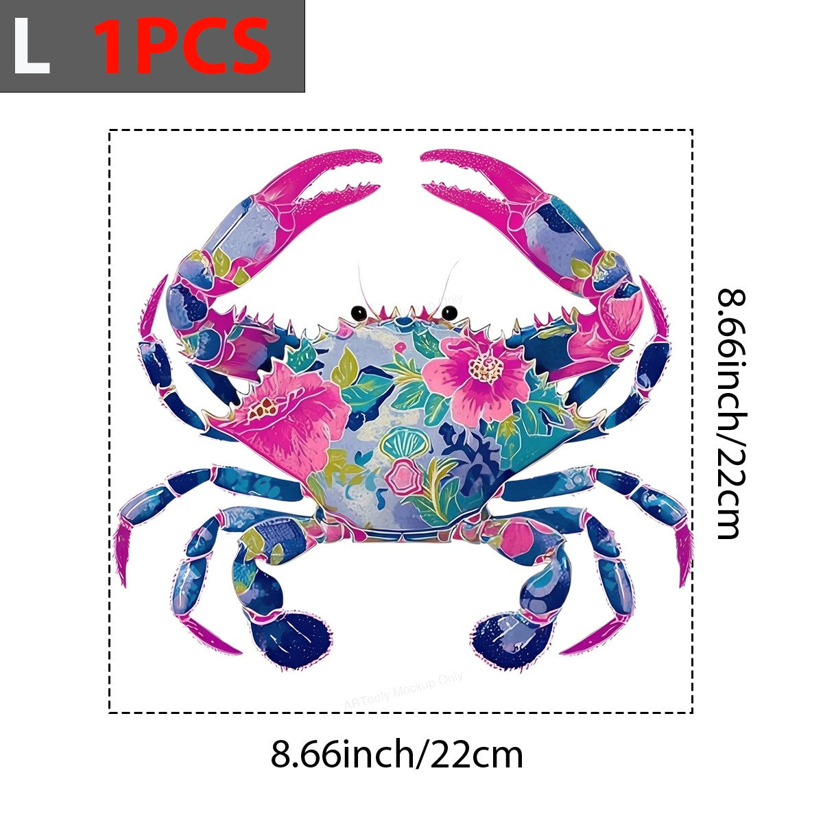 DTF Heat Transfer Iron On Sticker Iron On Heat Transfers Colorful Floral Crab Design for T Shirts Beachwear Summer Fashion Clearance - 7