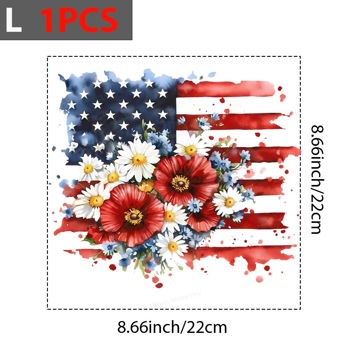 DTF Heat Transfer Iron On Sticker Iron On Heat Transfers Patriotic American Flag Floral Design for T Shirts Independence Day Apparel Clearance - 7