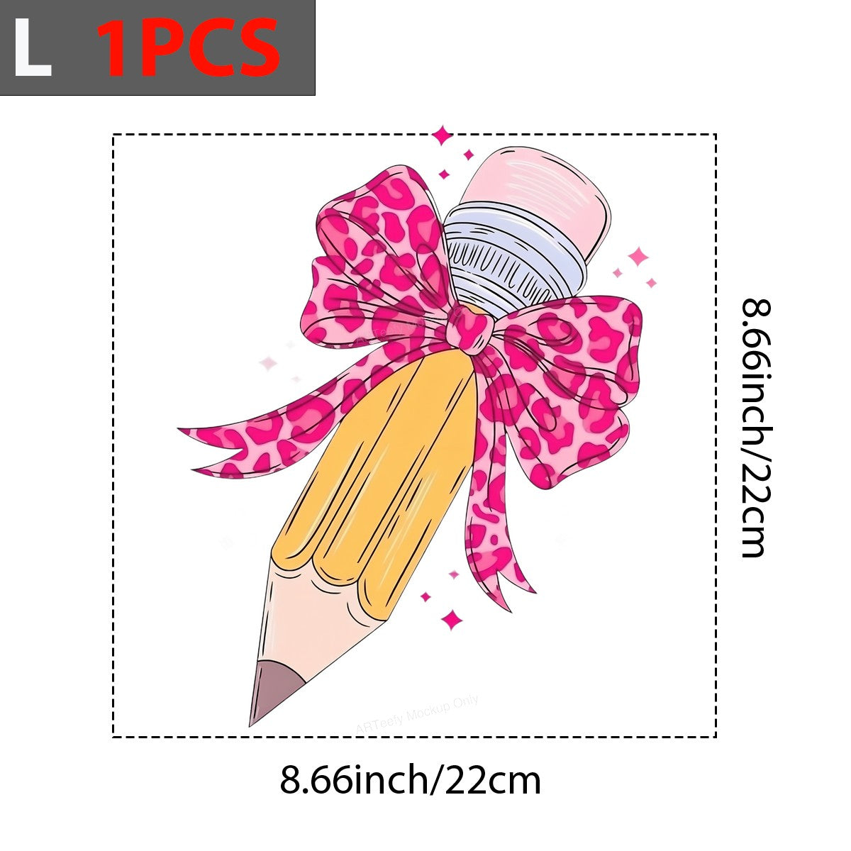 Back to School Pink Leopard Bow Pencil DTF Heat Transfer Iron On Sticker Girls Teacher Gift Shirt - 7