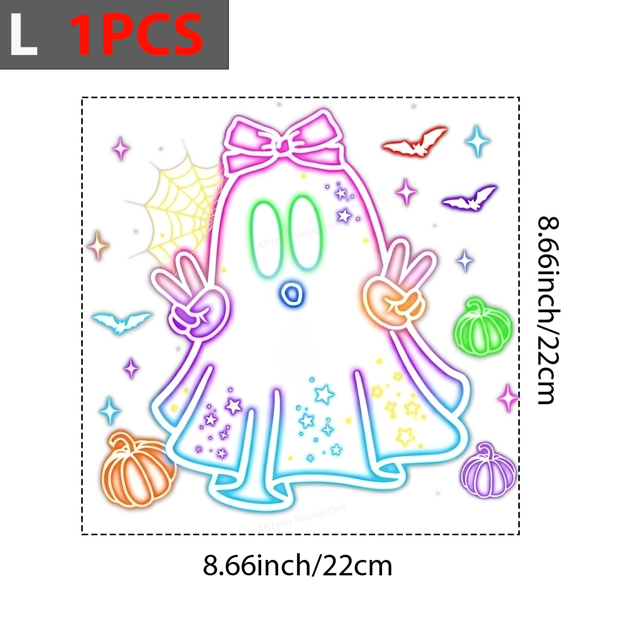 DTF Heat Transfer Iron On Sticker Iron On Transfers for T Shirts Halloween Glow in the Dark Ghost Design for Spooky Apparel Local Warehouse - 7