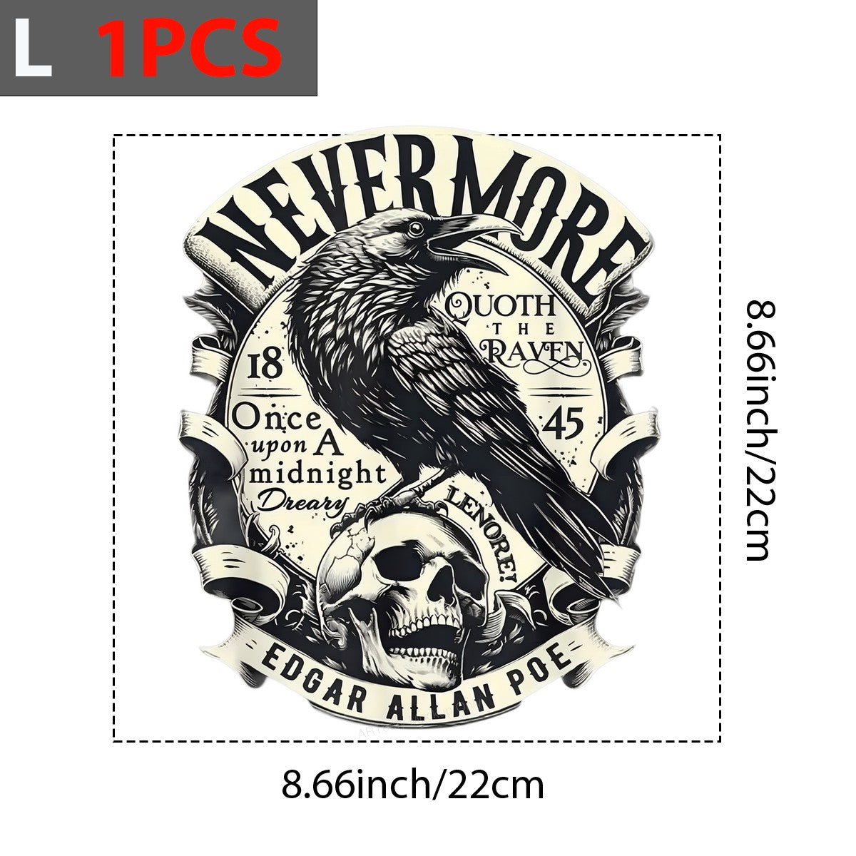 DTF Heat Transfer Iron On Sticker Iron On Heat Transfers Gothic Raven Skull Design for Halloween Apparel Local Warehouse - 7