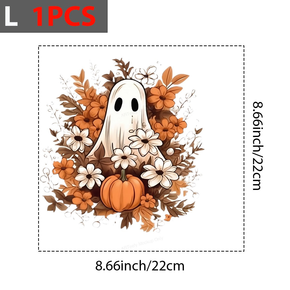 DTF Heat Transfer Iron On Sticker Iron On Heat Transfers Ghost Pumpkin Floral Design Halloween Decorations Clearance Local Warehouse - 7