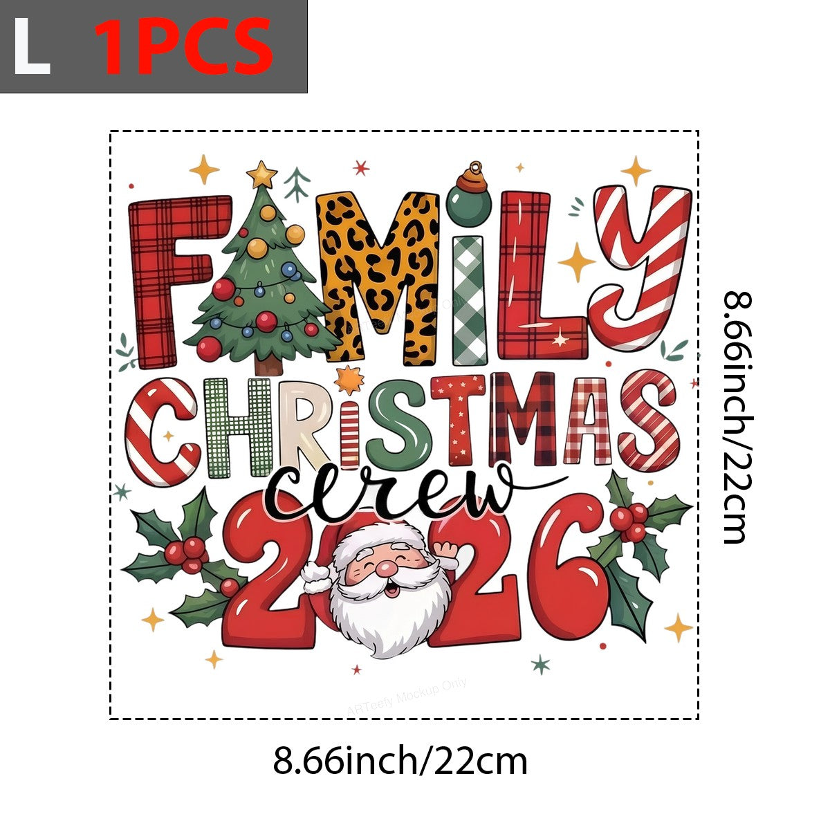 DTF Heat Transfer Iron On Sticker Iron On Heat Transfers Festive Christmas Family Crew Santa Design for Holiday T Shirts Local Warehouse - 7