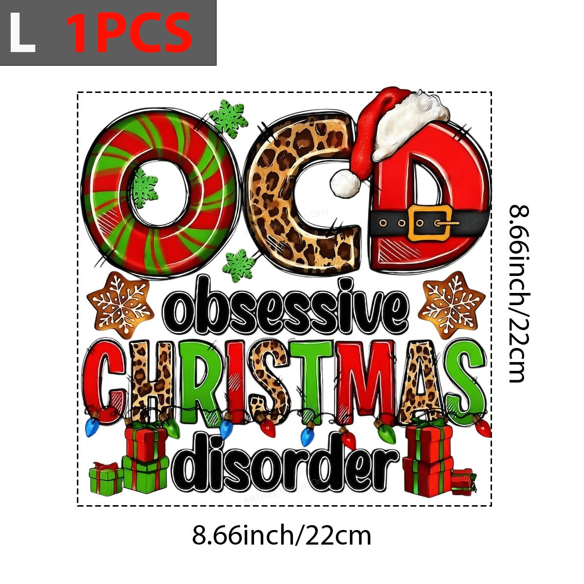 DTF Heat Transfer Iron On Sticker Iron On Heat Transfers Festive Christmas Letters Leopard Snowflakes for Holiday T Shirts Seasonal Clearance - 7