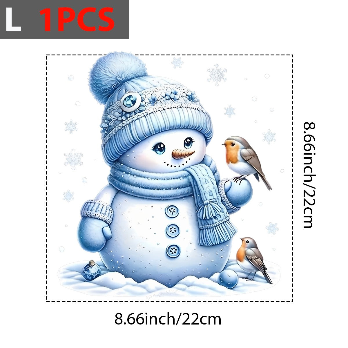 DTF Heat Transfer Iron On Sticker Iron On Heat Transfers Snowman and Birds Design Christmas Winter Apparel Decorations Local Warehouse - 7